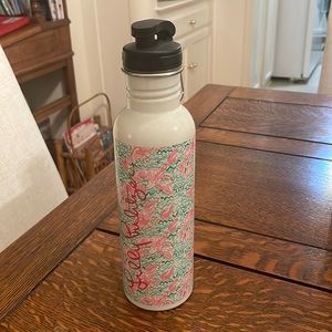 Lilly Pulitzer Pink Blue Lobstah Roll Lobster Print Aluminum Water Bottle NWT
